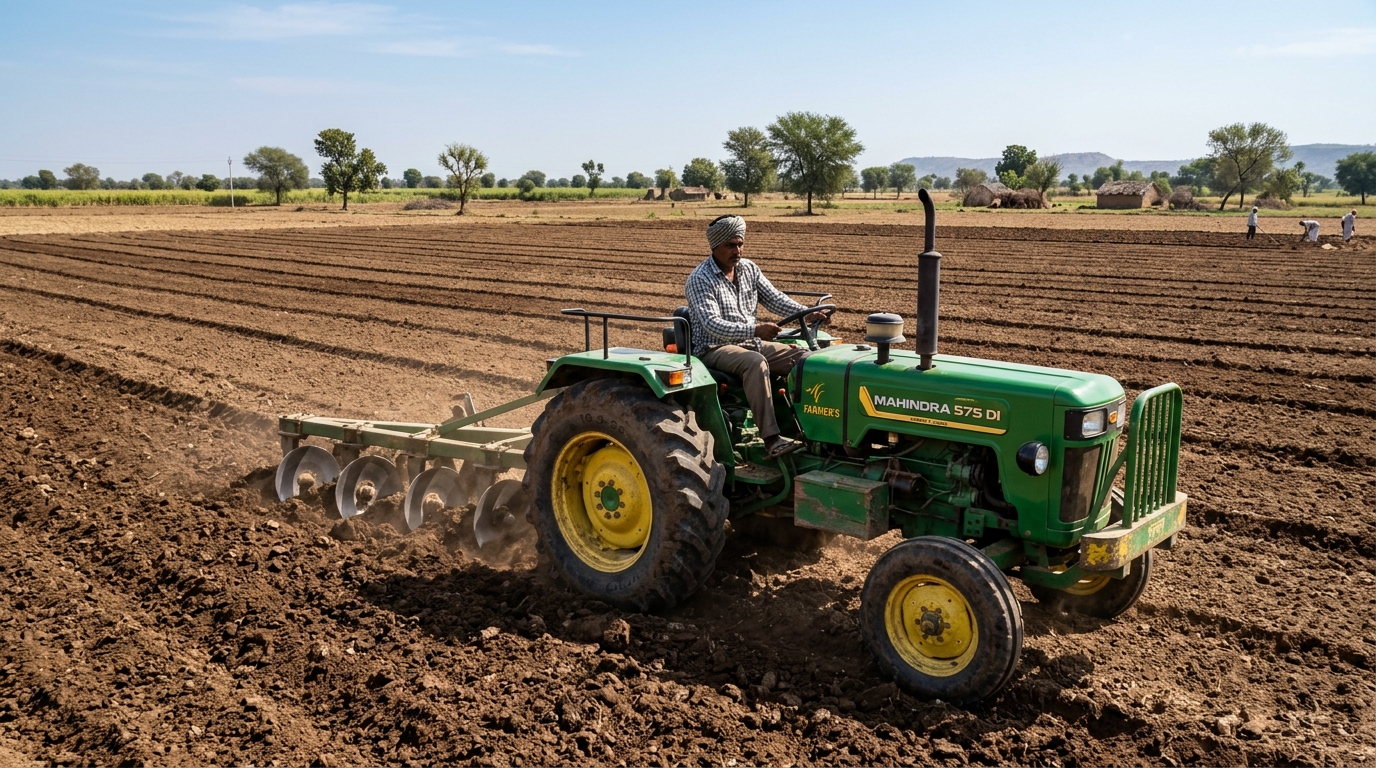 Tractor ploughing a field