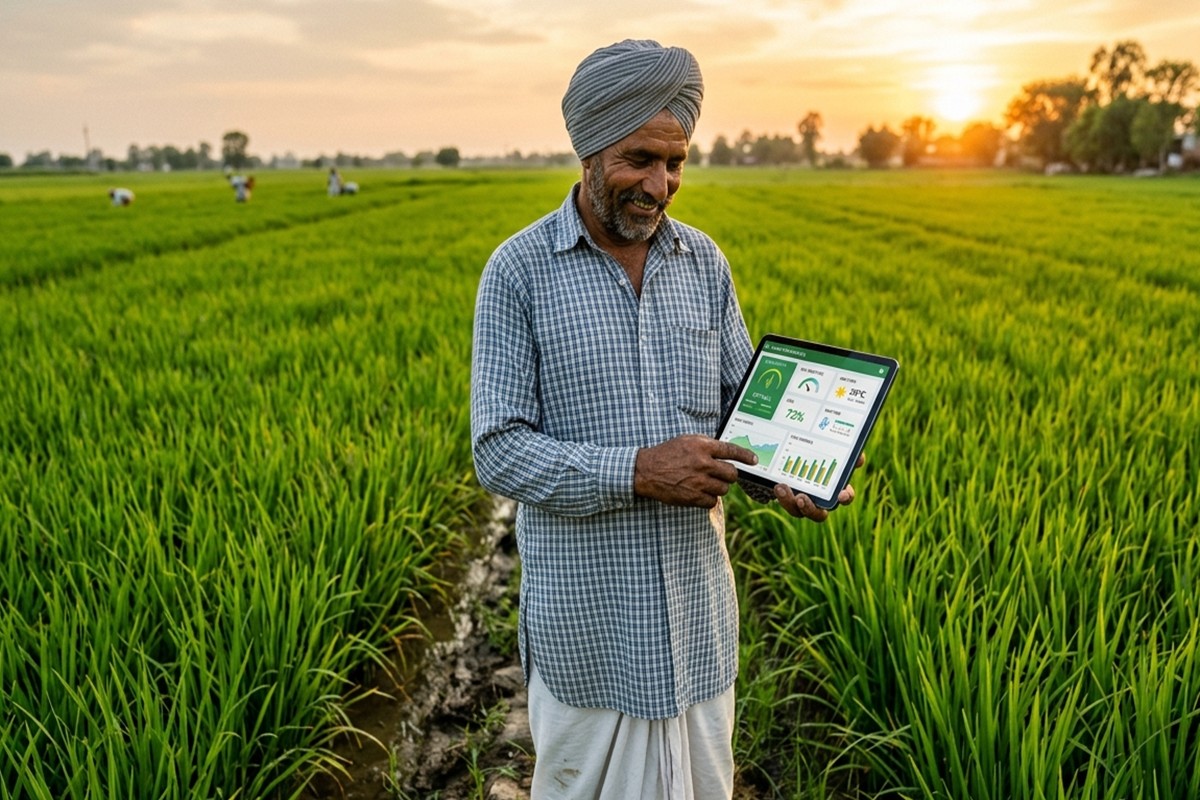 Workers with a drone sprayer